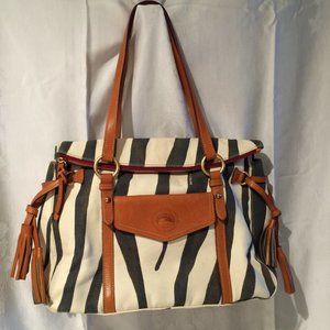 Authentic Dooney & Bourke Canvas/Leather Animal Print Smith Bag